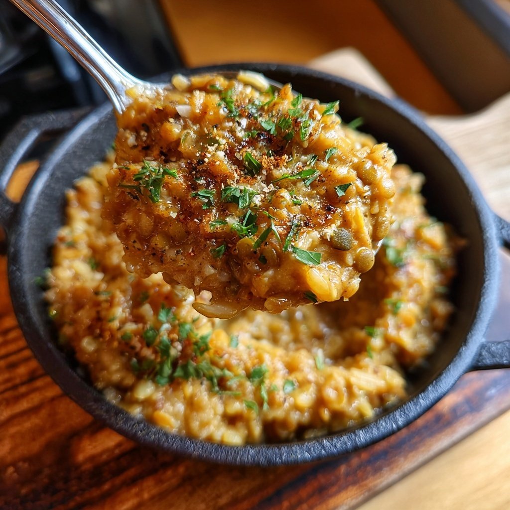 Creamy Garlic Lentil Rice