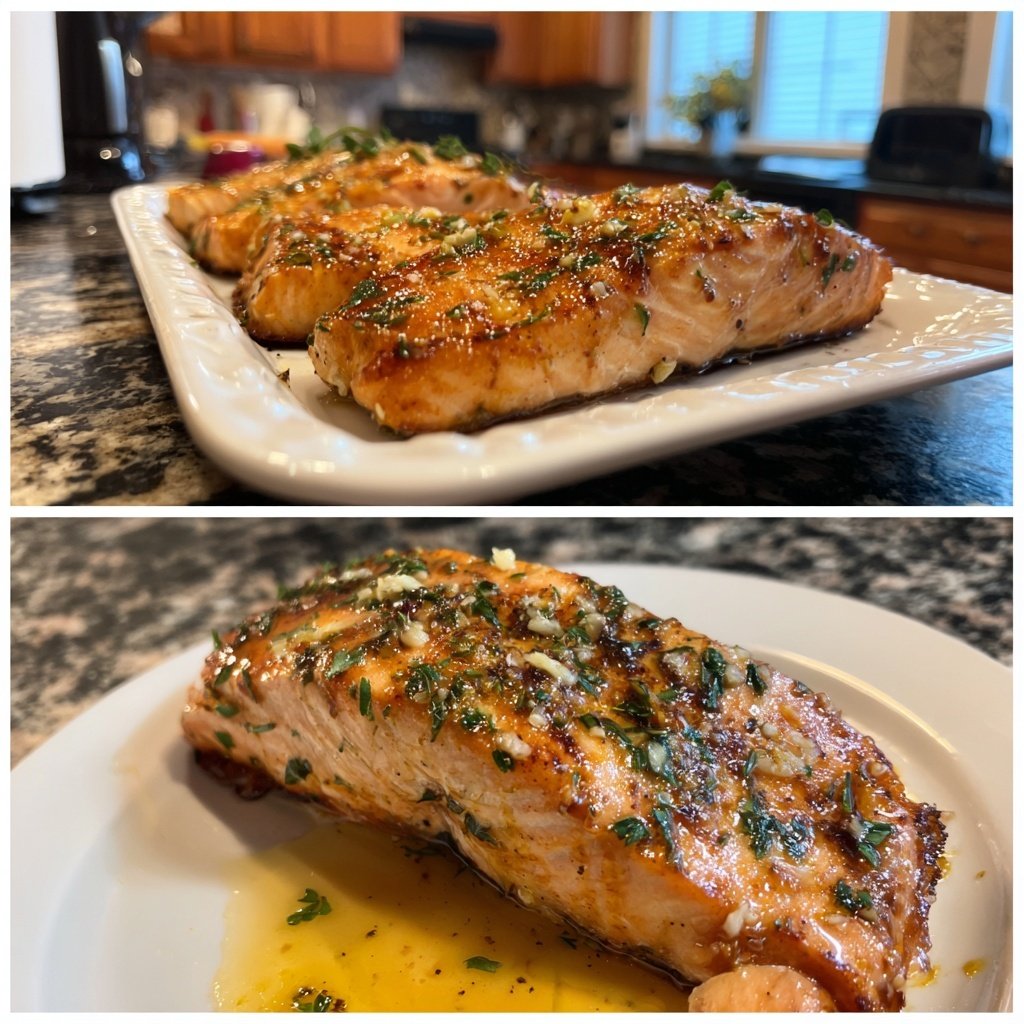 Air Fryer Salmon With Garlic Butter