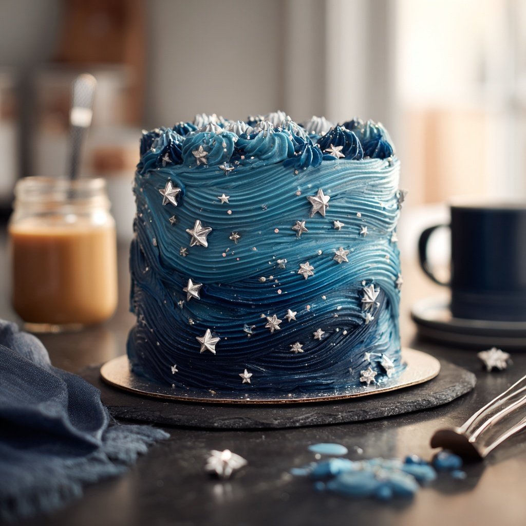 Galaxy Blue Pisces Cake