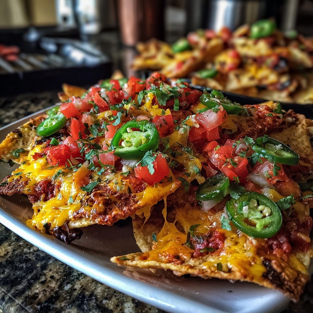 Super Bowl Appetizer Loaded Veggie Nachos