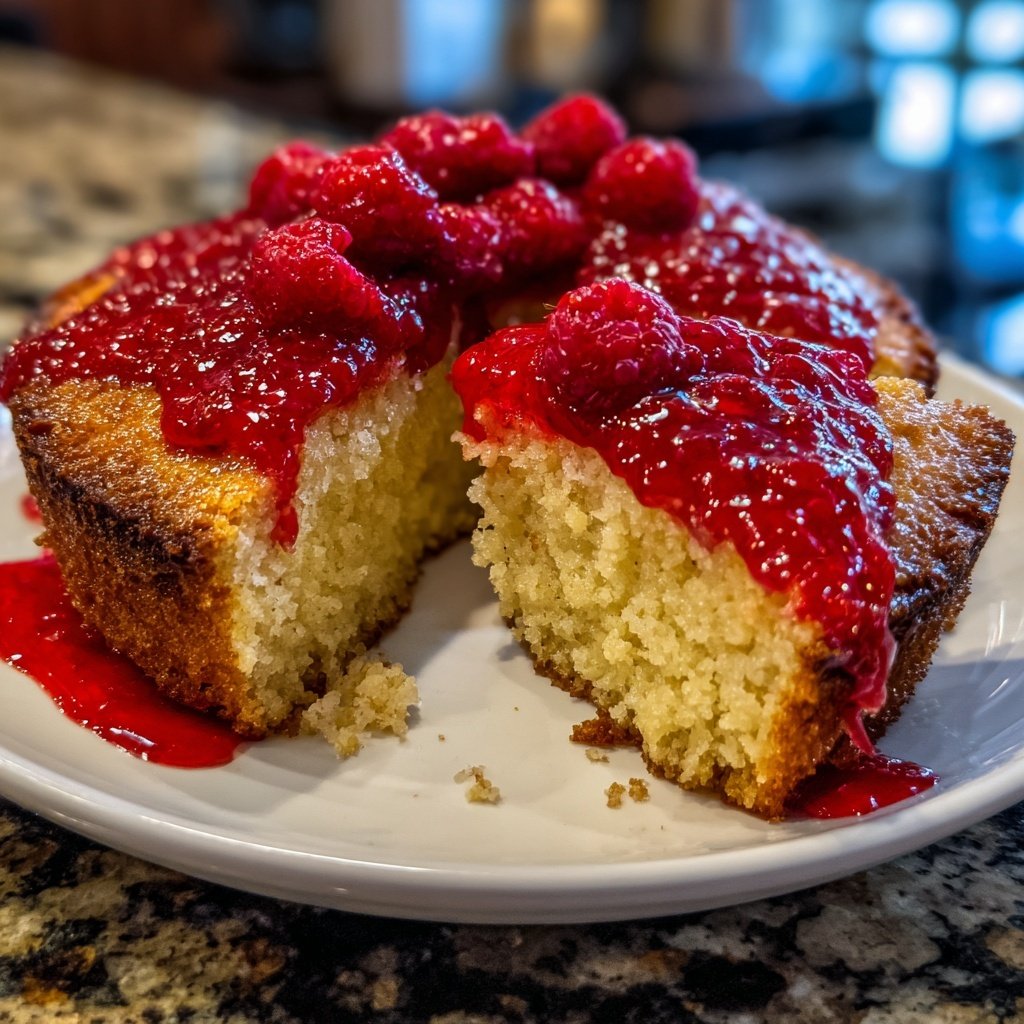 Almond Cake with Raspberry Sauce
