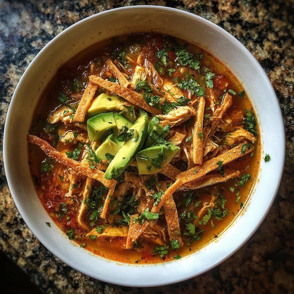 Shredded Chicken Tortilla Soup
