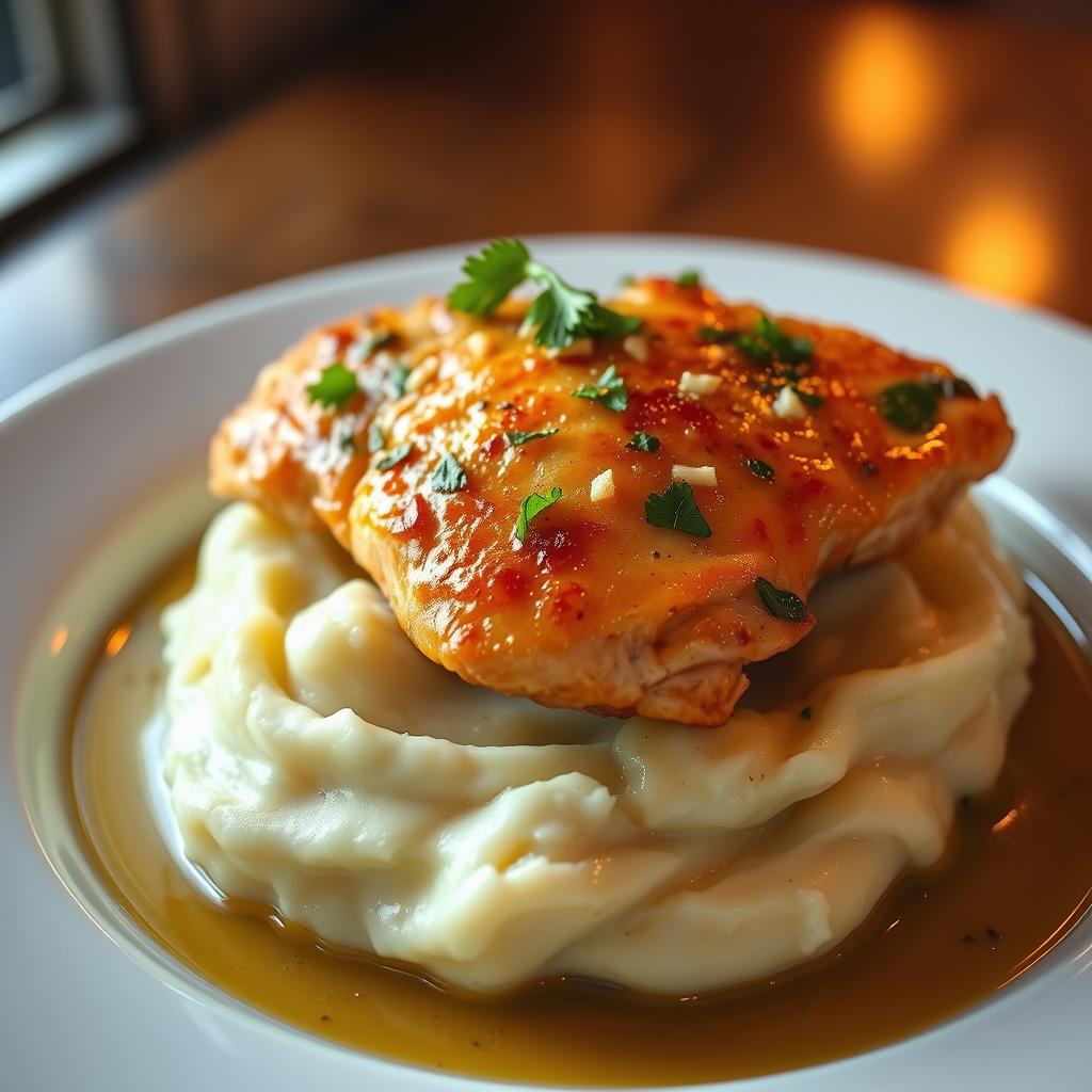 Garlic Butter Chicken with Creamy Mashed Potatoes