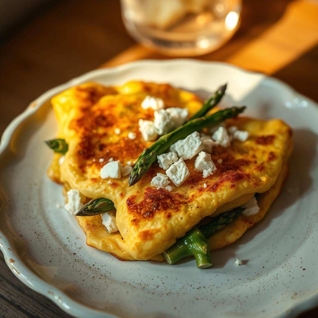 Greek Omelet with Asparagus and Feta Cheese