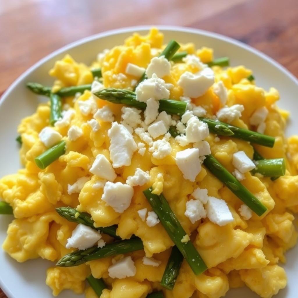 asparagus and feta scramble